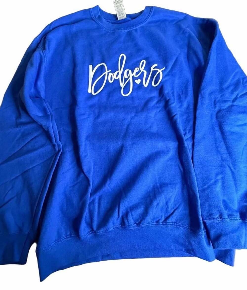 Gildan Heavy Blend Los Angeles Dodgers Royal Blue Crewneck Sweatshirt HTV